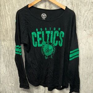47 Brand Black Boston Celtics Long Sleeve Tee with Green Logo Large